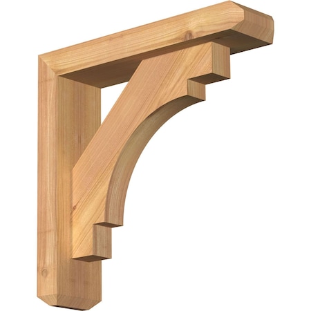 Ekena Millwork Merced Craftsman Smooth Bracket w/ Offset Brace, Western Red Cedar, 3 1/2"W x 14"D x 14"H BKT0402X14X14MRC04SWR